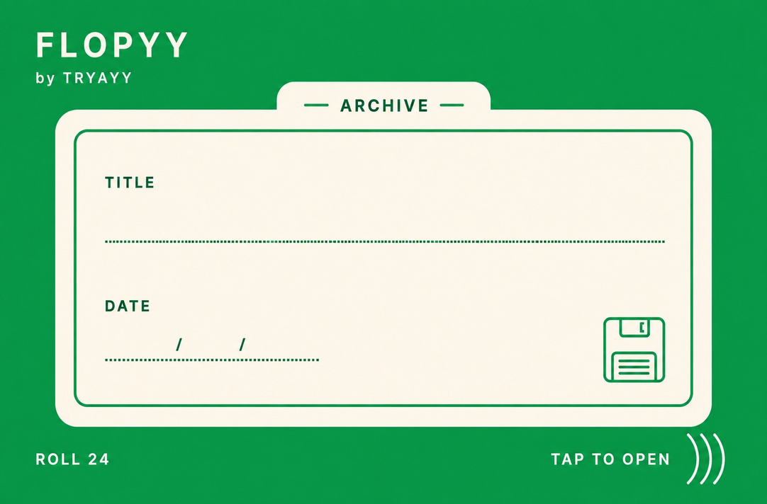 FLOPYY ROLL 24カードの表面（タイトル・日付記入面）